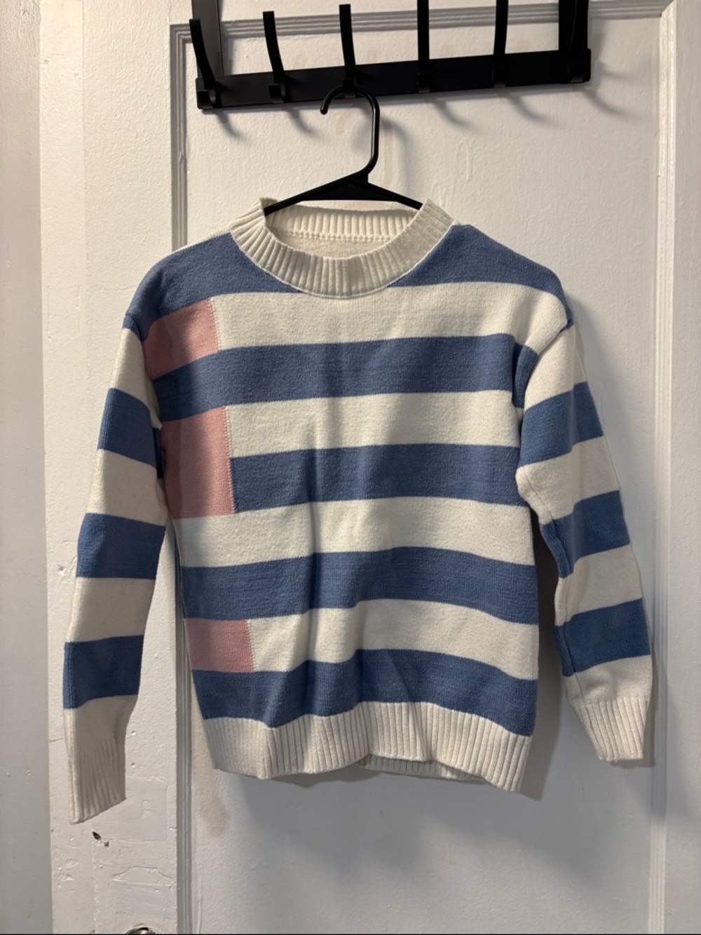 Striped Crewneck Sweater - Blue and White